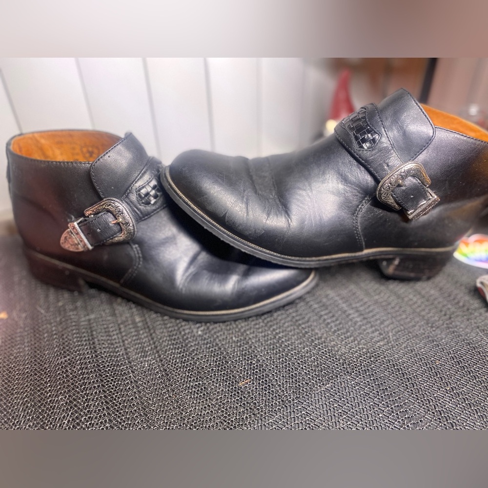 Ariat Black Leather Ankle Boots with Buckle
